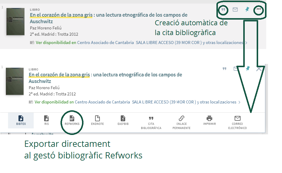 Registre bibliogràfic guardar document enviar per correu